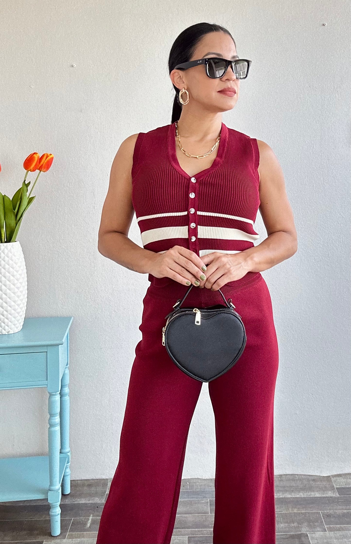 Burgundy Pant and Vest Set